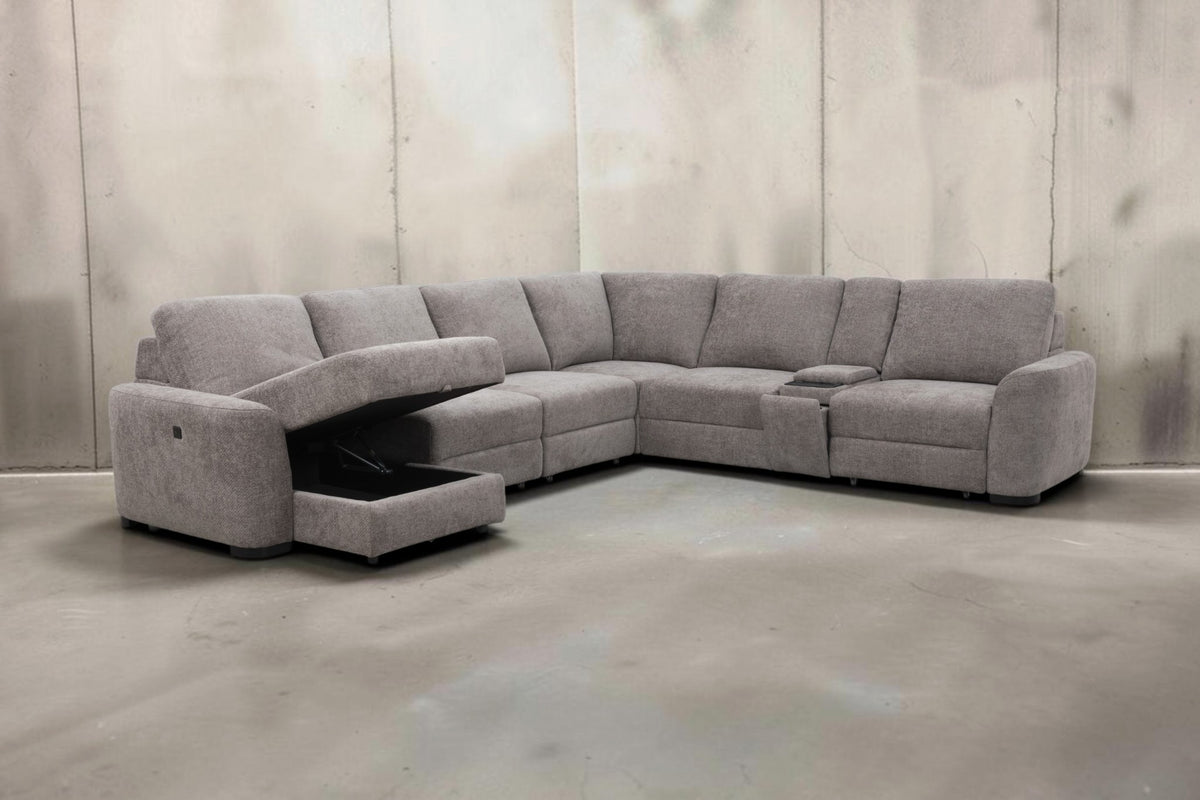 Alto Collection — 7-Piece Power Modular Sofa with Storage Chaise
