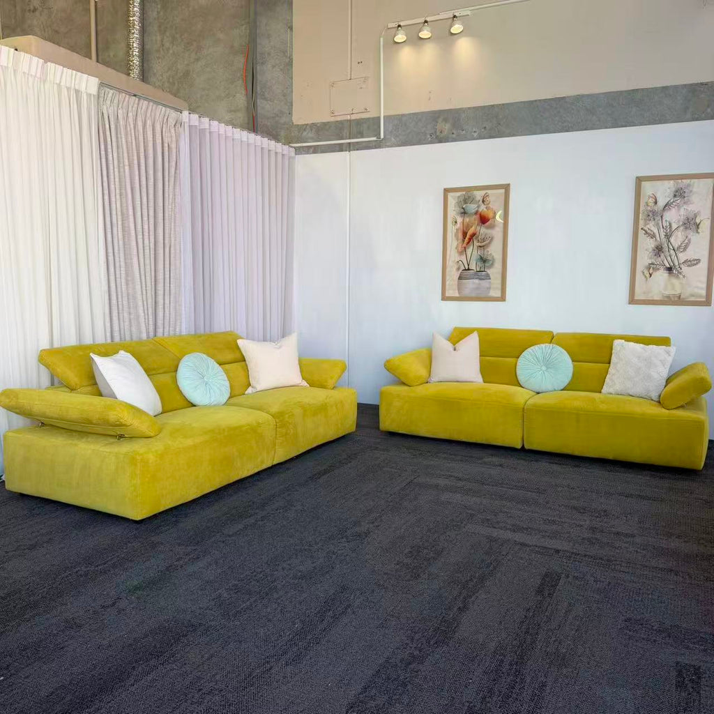 Nick Scali Valeria Mustard 2.5 Seater Sofa Set – 2 Sofas