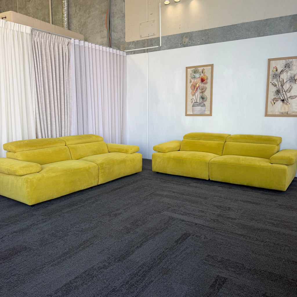 Nick Scali Valeria Mustard 2.5 Seater Sofa Set – 2 Sofas