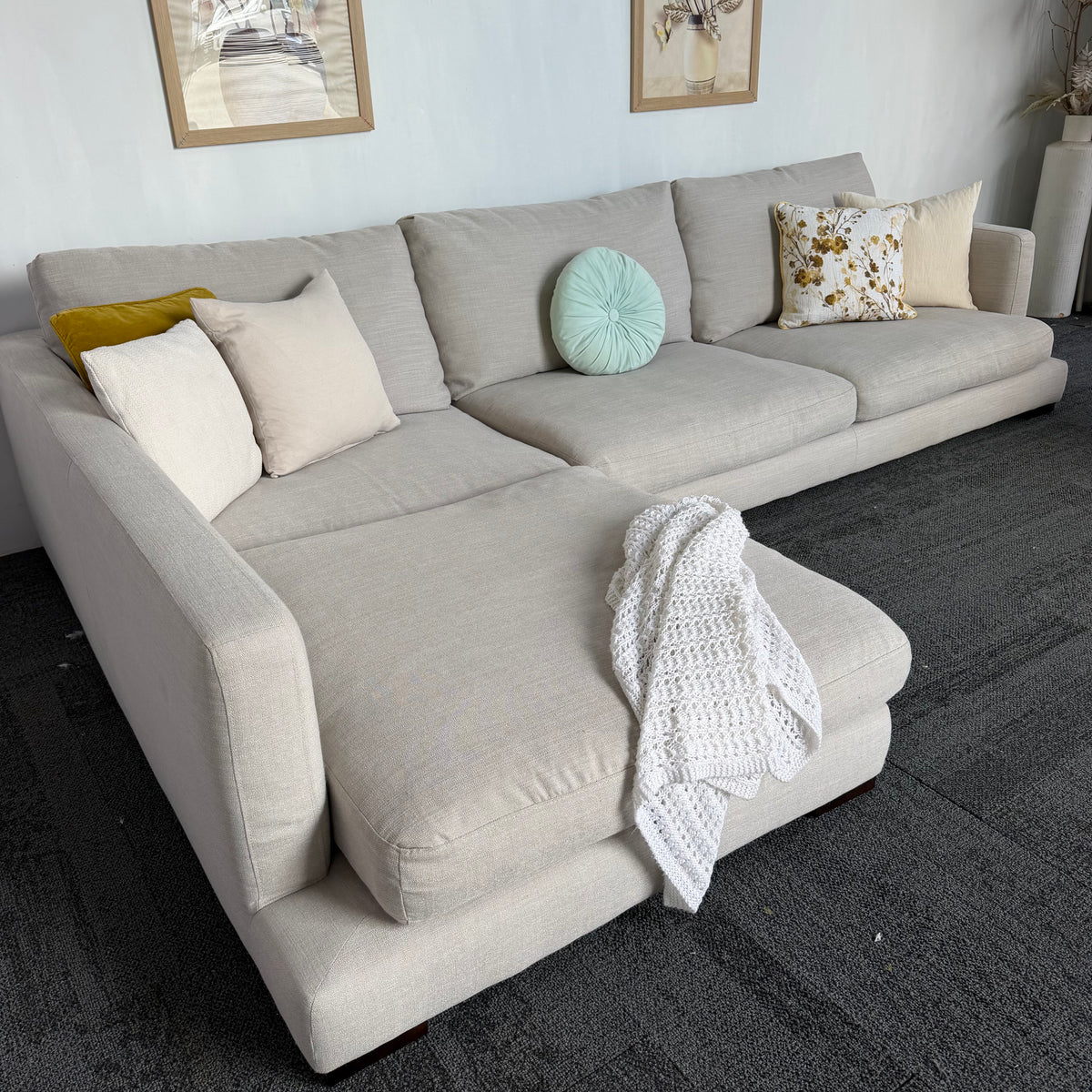 Freedom Long Island 5.5 Seater Feather Filled Couch with Chaise