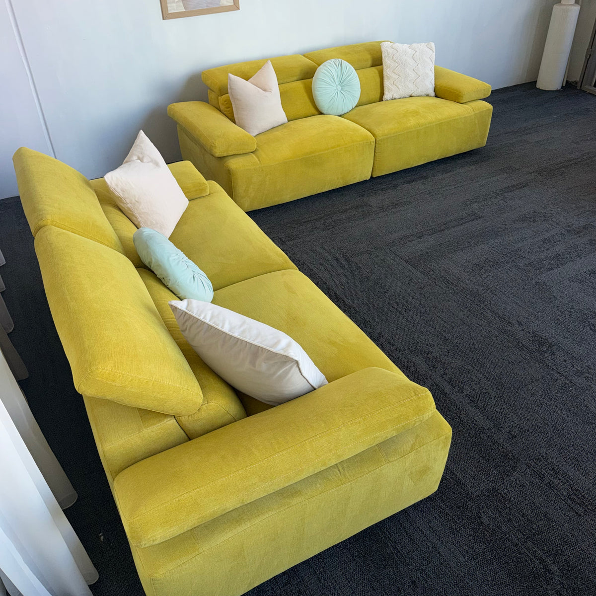 Nick Scali Valeria Mustard 2.5 Seater Sofa Set – 2 Sofas