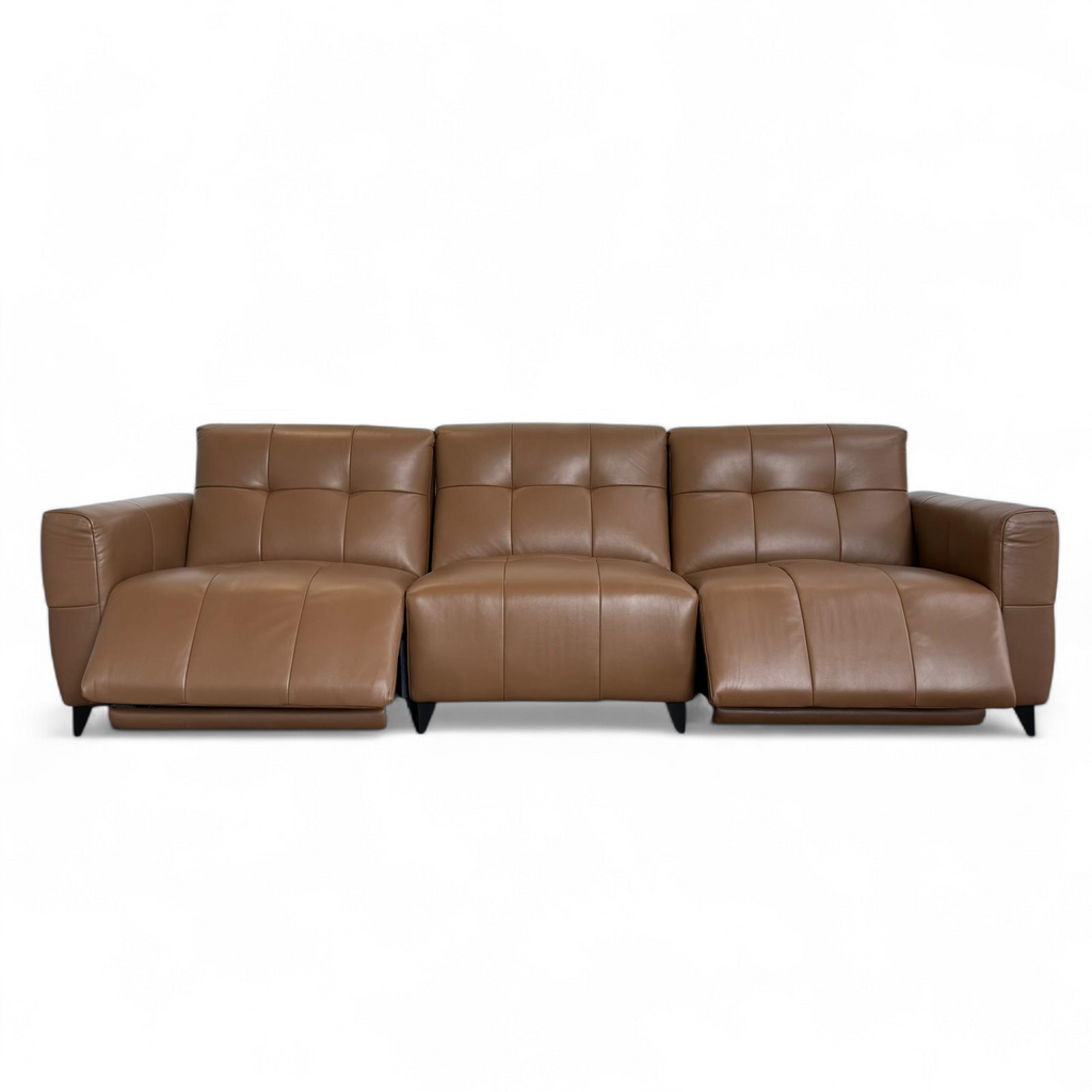 Celeste Recliner Sofa — Tan Leather 3 Seater