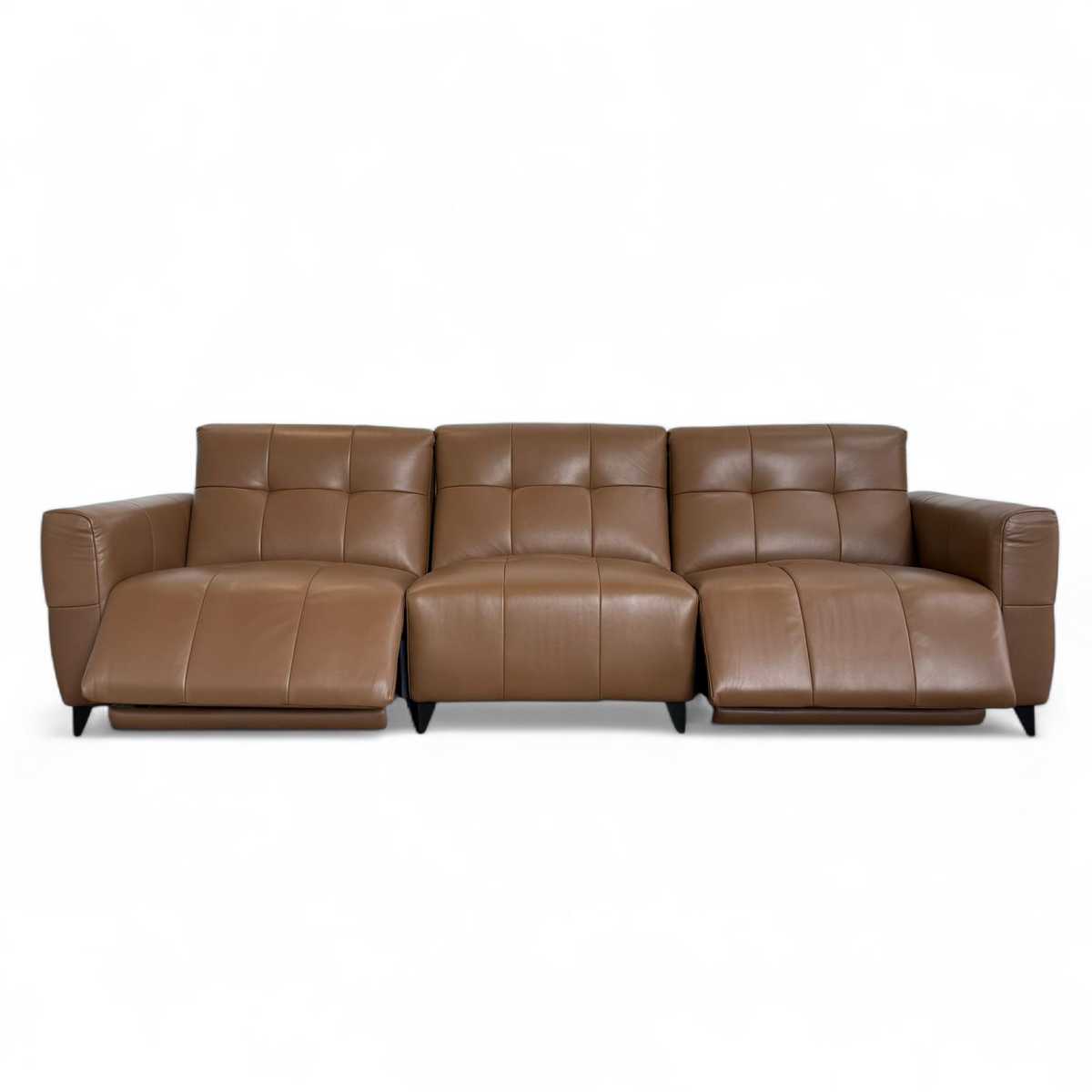 Celeste Recliner Sofa — Tan Leather 3 Seater